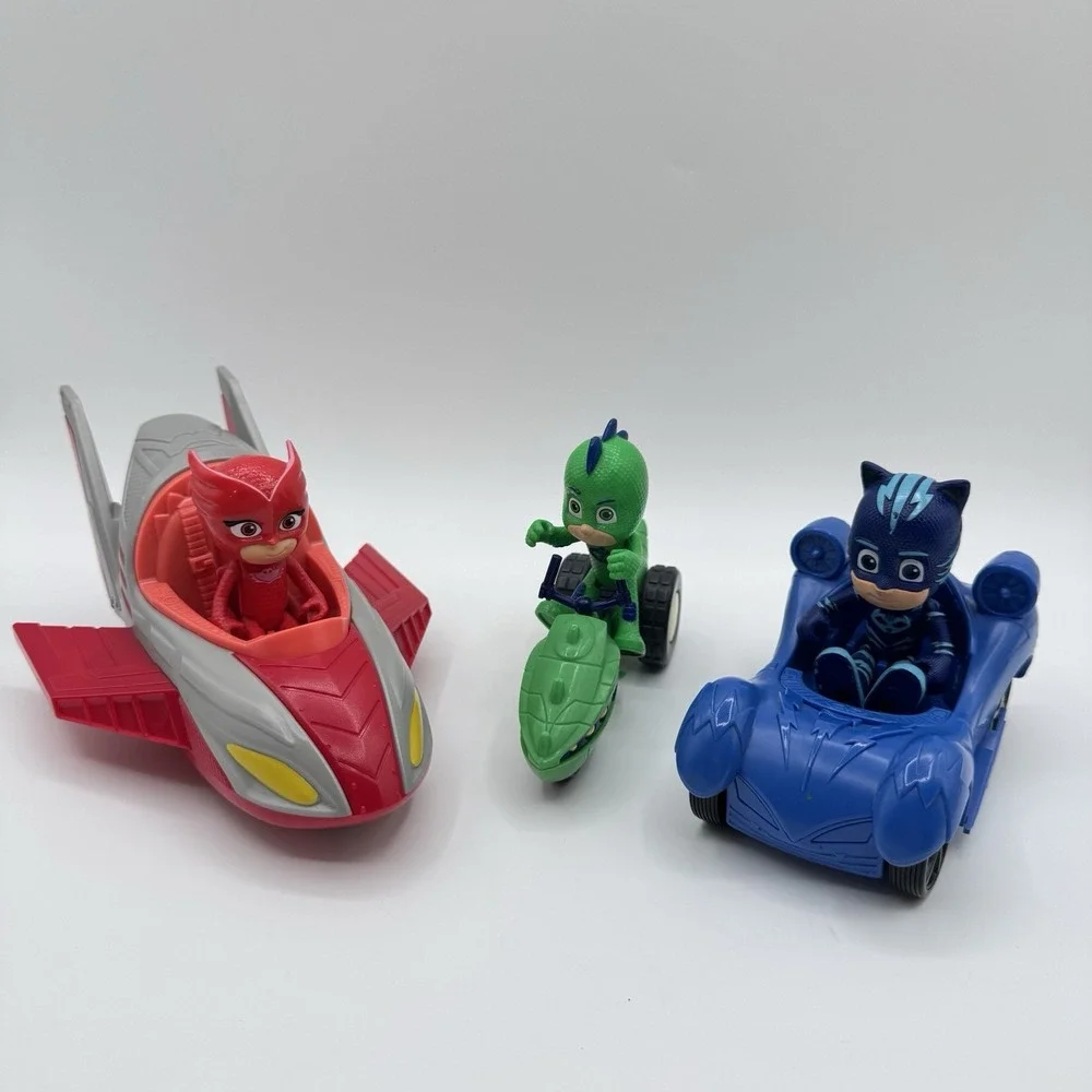 PJ Masks Lot 3 Vehicles & Figures Catboy Owlette Gekko Just Play Disney Toys